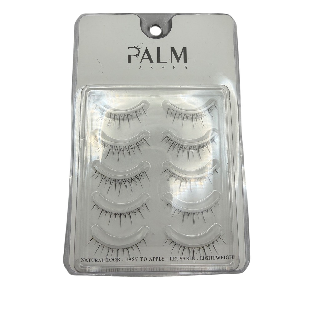 Palm Lashes False Eyelashes Women OS Black Natural Look Reusable 5 Pair